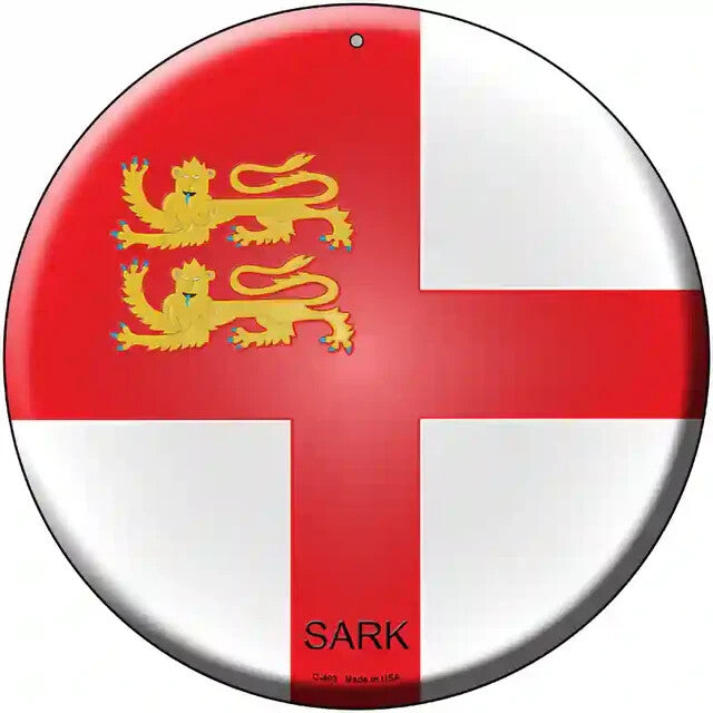 Sark Flag 12" Circle Metal Sign