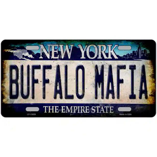 Buffalo Mafia Rusty Look New York BlueMetal Sign