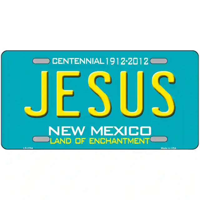 Jesus New Mexico Teal Metal Sign