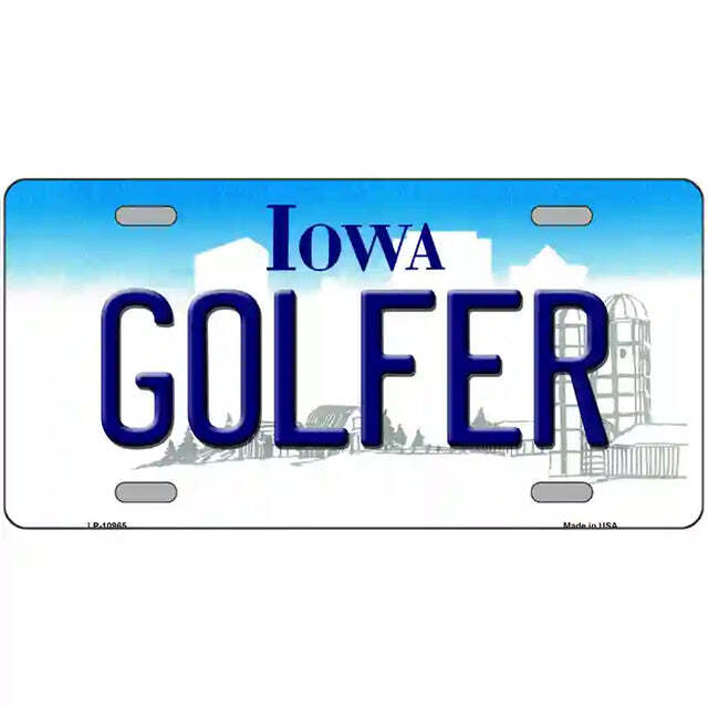 Golfer Iowa Metal Sign