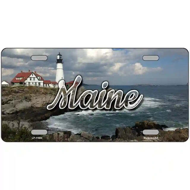 Maine Lighthouse Metal Sign