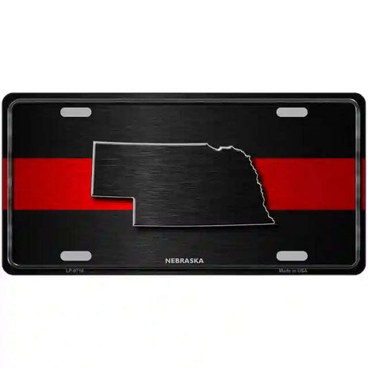 Nebraska Thin Red Line Metal Sign