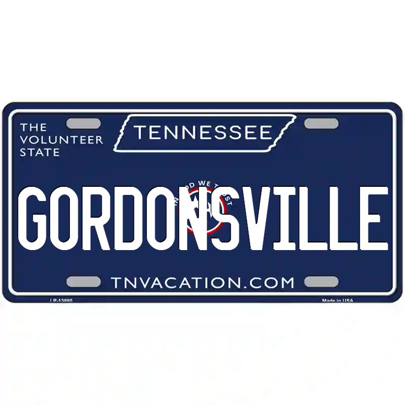 Gordonsville Tennessee Blue Metal Sign