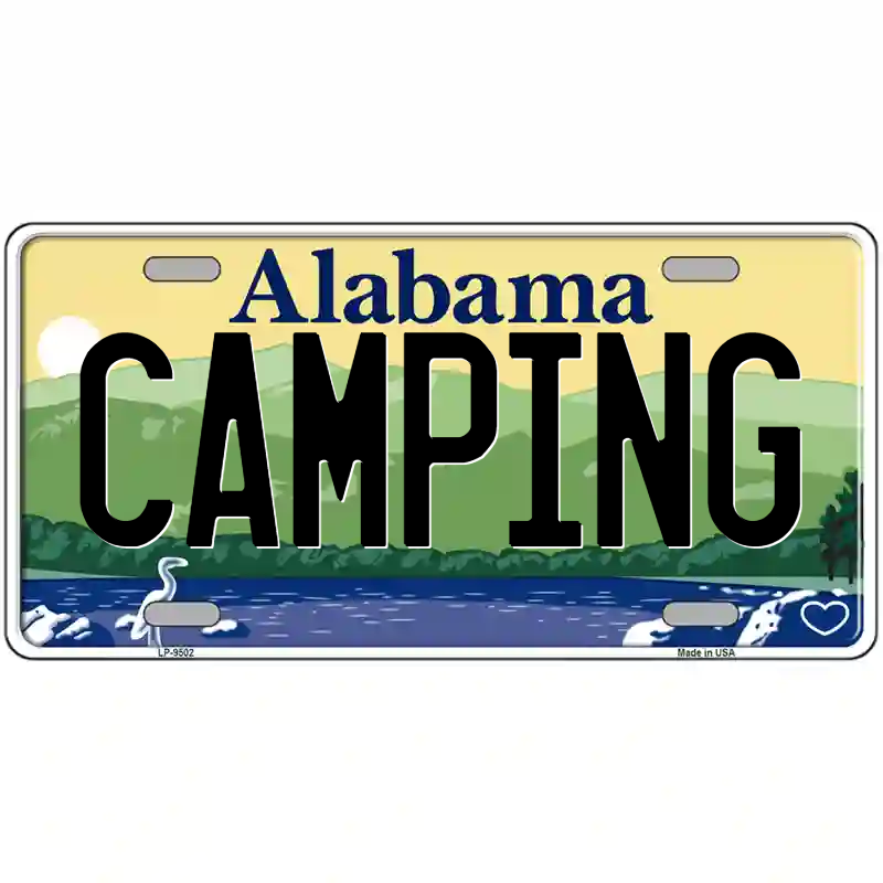 Camping Alabama Metal Sign
