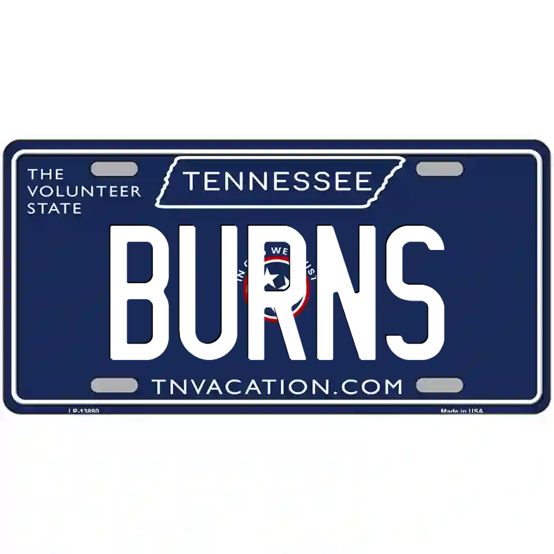 Burns Tennessee Blue Metal Sign