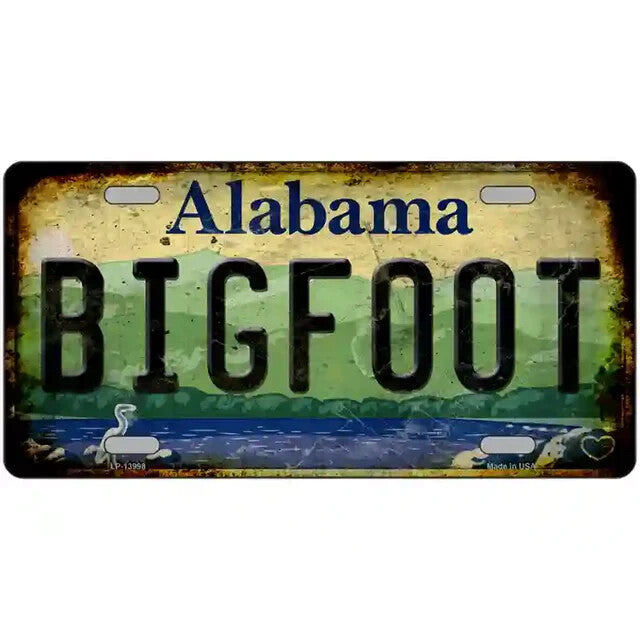 Bigfoot Rusty Look Alabama Metal Sign