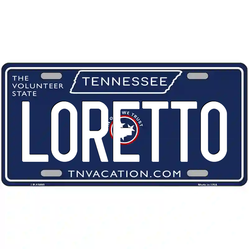 Loretto Tennessee Blue Metal Sign