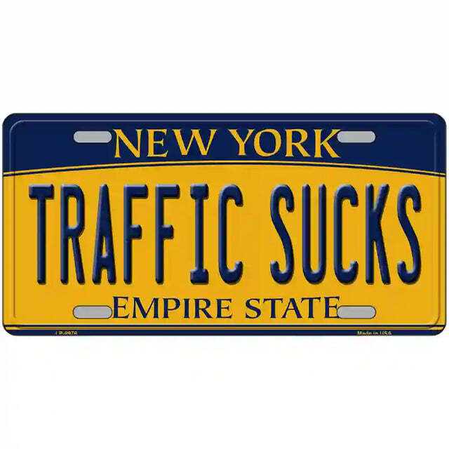 Traffic Sucks New York Yellow Metal Sign