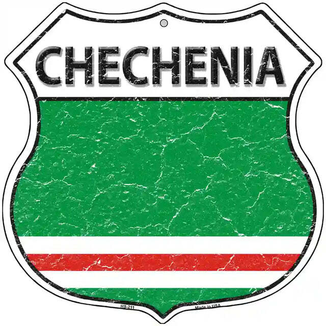 Chechenia Flag Highway Shield Metal Sign