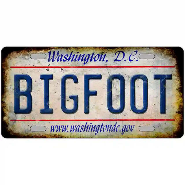 Washington DC Rusty Look Bigfoot Metal Sign