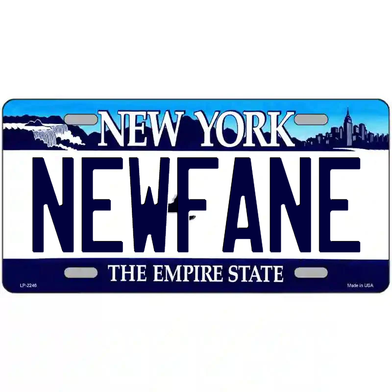 Newfane New York Blue Metal Sign