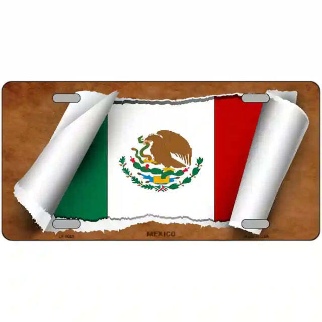 Mexico Scroll Flag Metal Sign