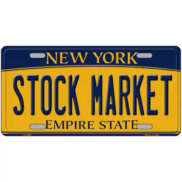 Stock Market New York Yellow Metal Sign