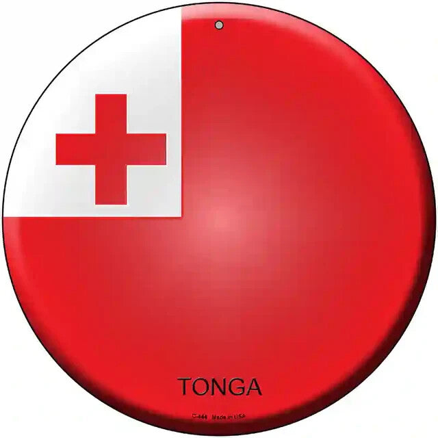 Tonga Flag 12" Circle Metal Sign