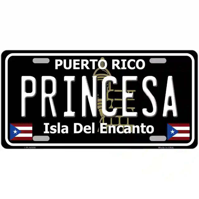 Princesa Puerto Rico Black Metal Sign
