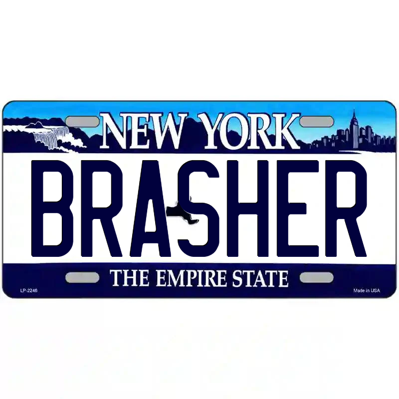 Brasher New York Blue Metal Sign