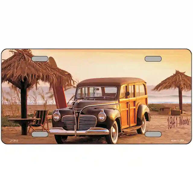 1941 Woody on Beach Metal Sign