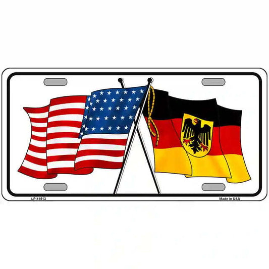 Germany American Flags Crossed Metal Sign