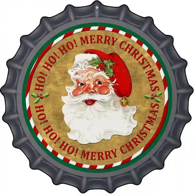 Ho HO HO Merry Christmas Bottle Cap Metal Sign