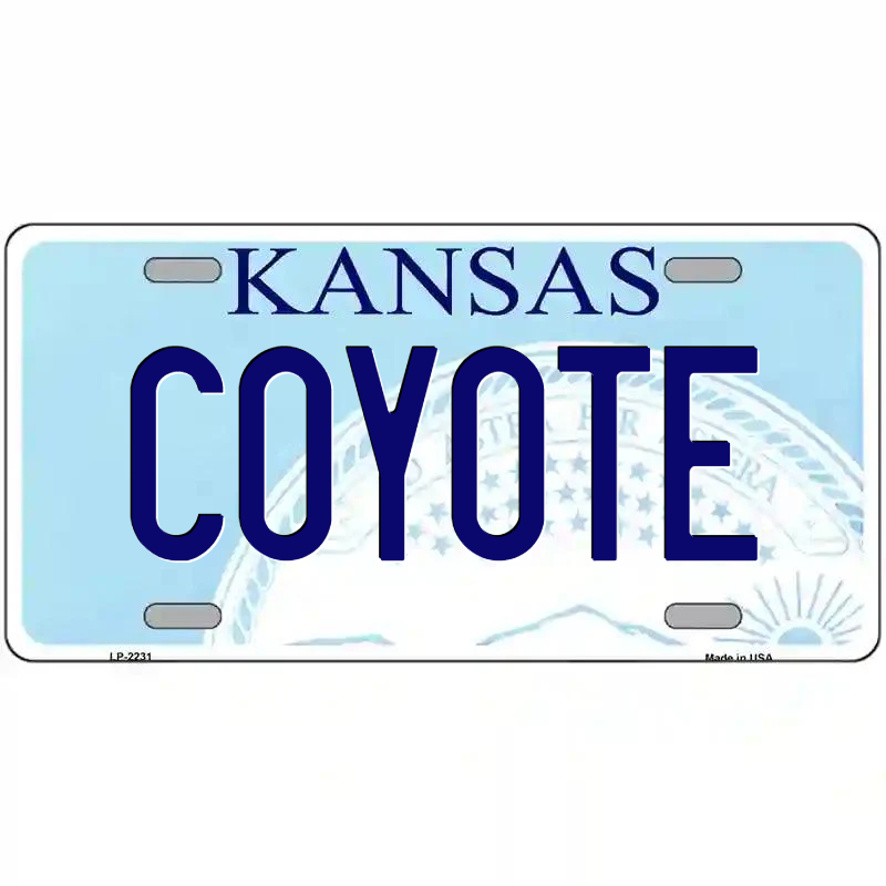 Coyote Kansas Metal Sign