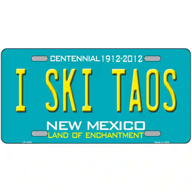 I Ski Taos New Mexico Teal Metal Sign