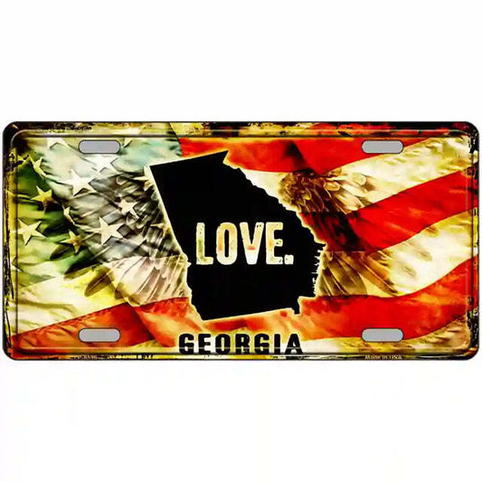 Georgia Love American Flag Metal Sign