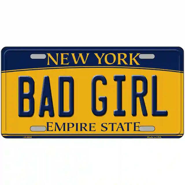 Bad Girl New York Yellow Metal Sign
