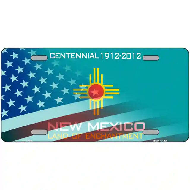 New Mexico Teal with American Flag Metal Sign