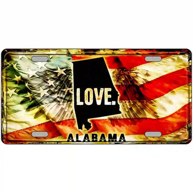 Alabama Love American Flag Metal Sign