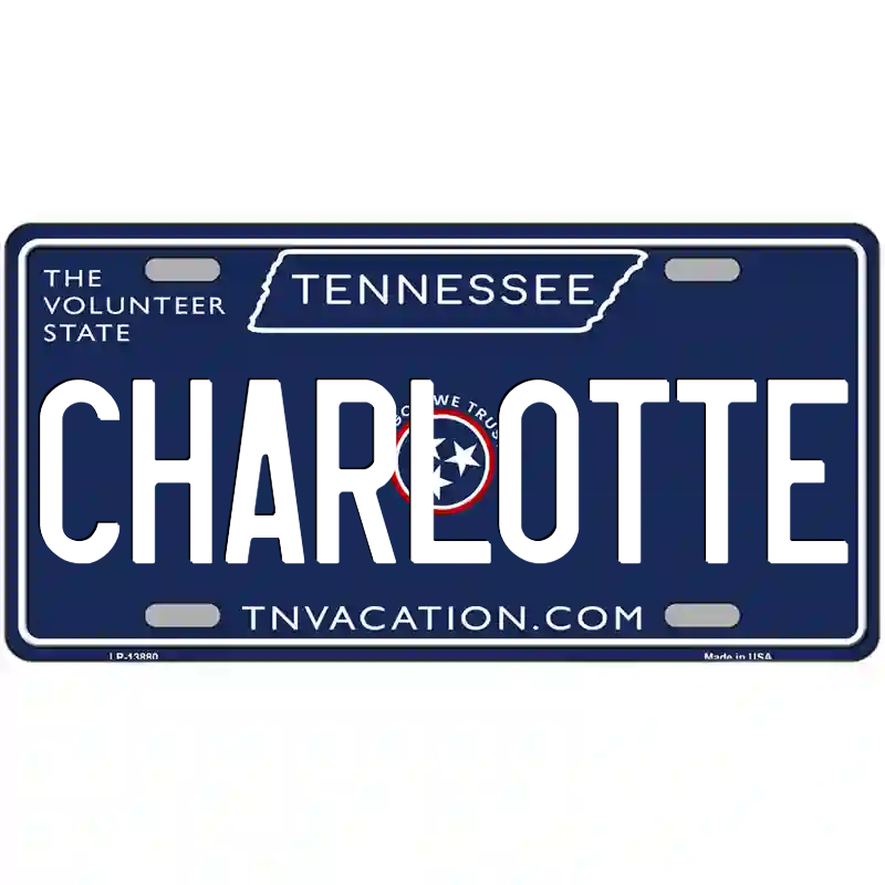 Charlotte Tennessee Blue Metal Sign