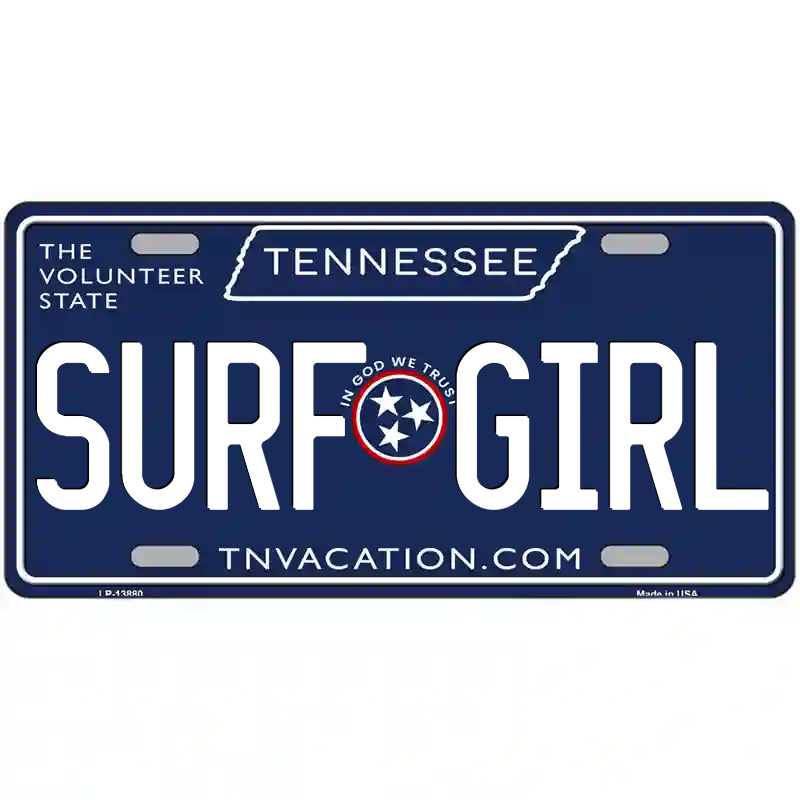 Surf Girl Tennessee Blue Metal Sign