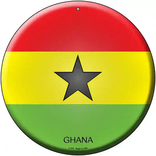 Ghana Flag 12" Circle Metal Sign
