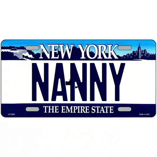 Nanny New York Blue Metal Sign