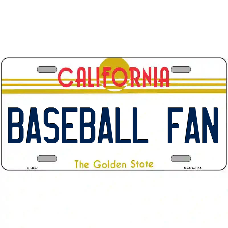 Baseball Fan California Metal Sign