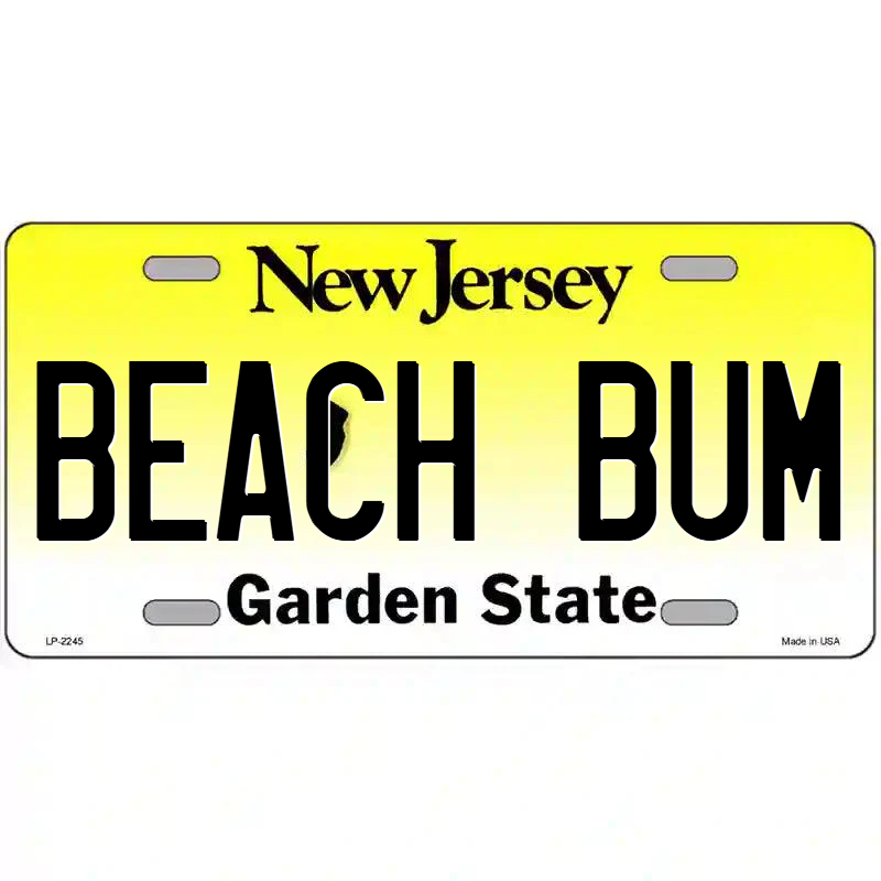 Beach Bum New Jersey Metal Sign