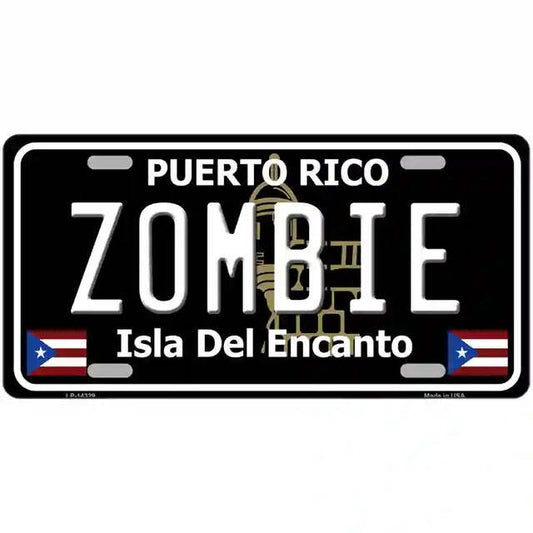 Zombie Puerto Rico Black Metal Sign