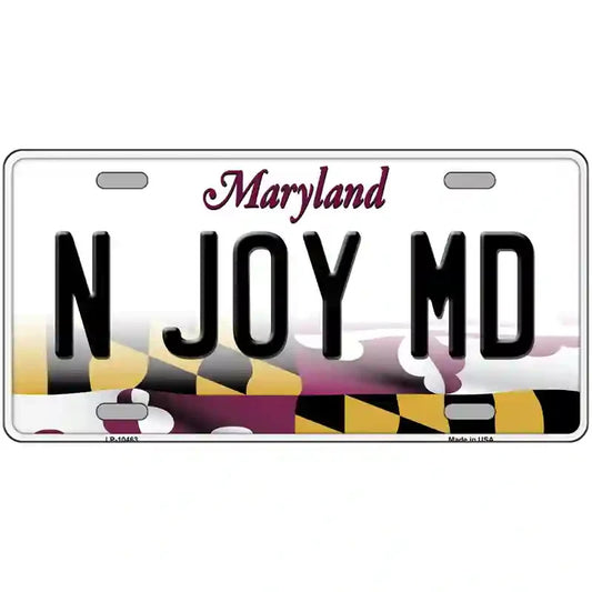 N Joy MD Maryland Metal Sign
