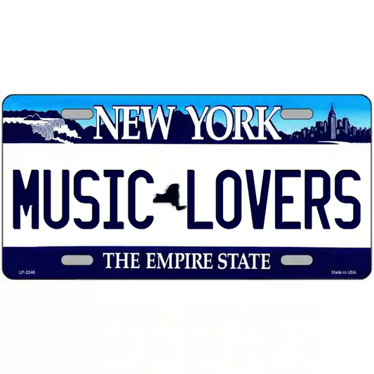 Music Lovers New York Blue Metal Sign