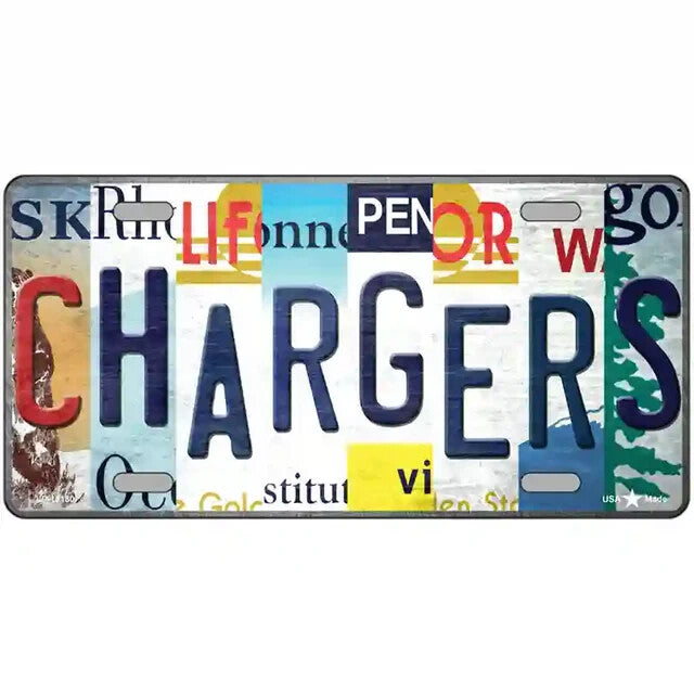 Chargers Strip Art Metal Sign