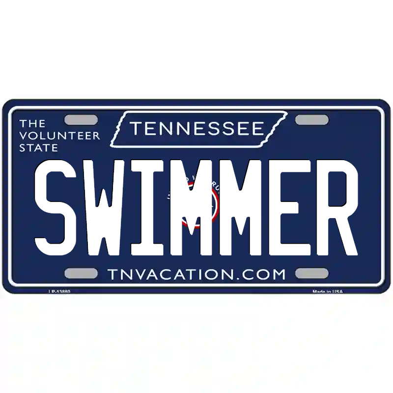 Swimmer Tennessee Blue Metal Sign