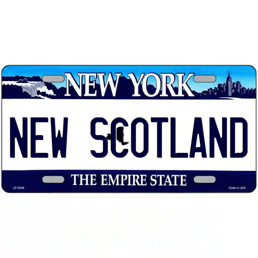 New Scotland New York Blue Metal Sign
