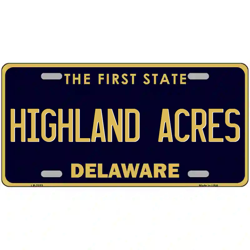 Highland Acres Delaware Metal Sign