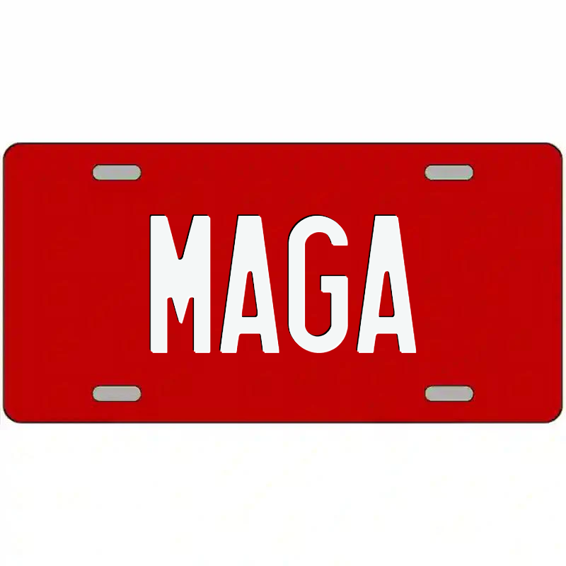 MAGA White on Red Metal Sign