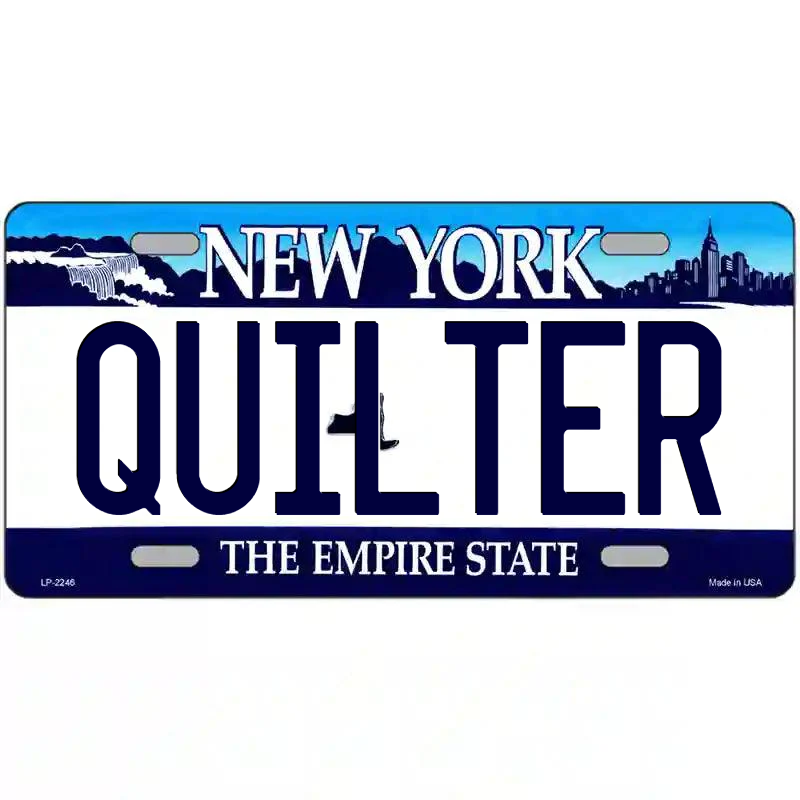 Quilter New York Blue Metal Sign