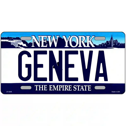 Geneva New York Blue Metal Sign