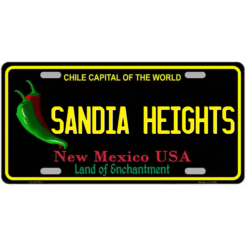 Sandia Heights New Mexico Black Metal Sign