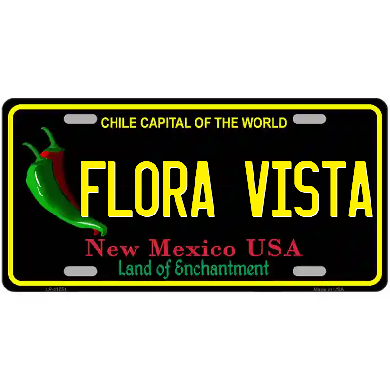 Flora Vista New Mexico Black Metal Sign