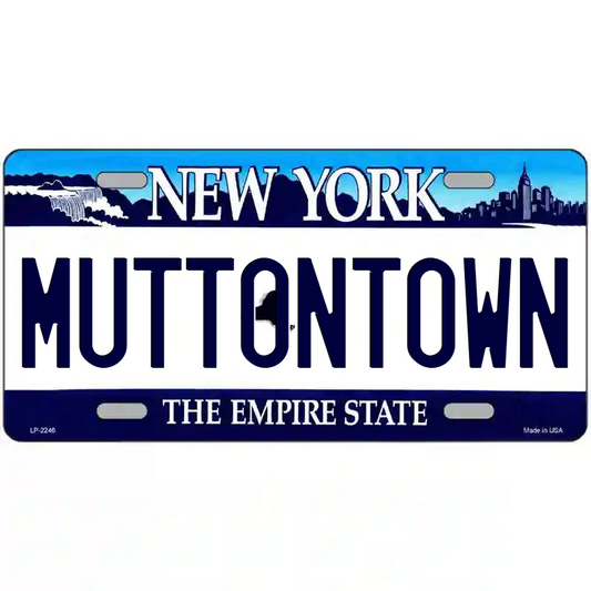 Muttontown New York Blue Metal Sign