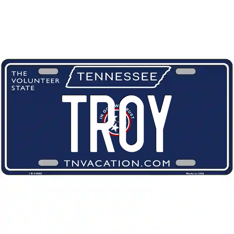 Troy Tennessee Blue Metal Sign