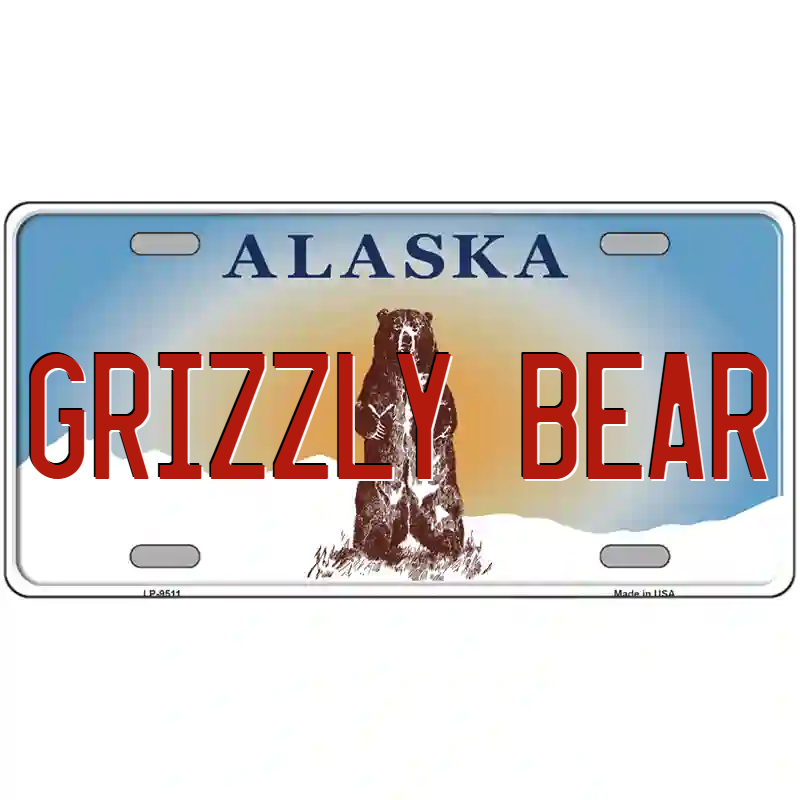 Grizzly Bear Alaska Metal Sign